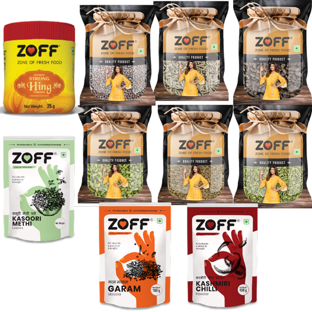 Zoff All Natural Spice kit | Set of 10 Authentic Indian Spices Essential for Every Kitchen | Premium Quality Ingredients for Flavorful Cooking